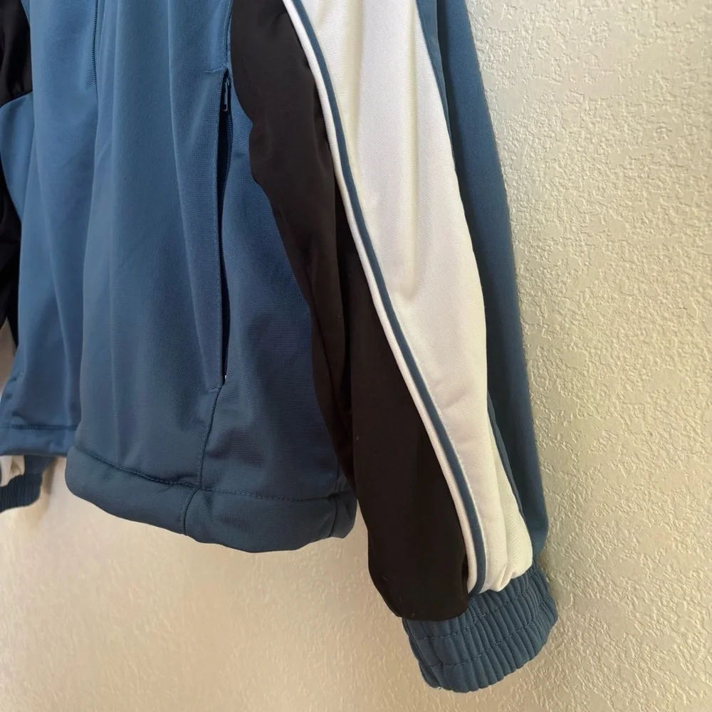 Vintage Reebok Jacket Mens Large White Blue Black Full Zip Pockets Track 90s